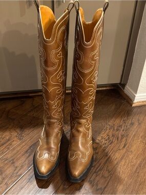 Women’s embroidered western Ganni boots 41